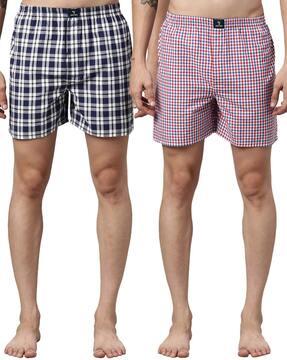pack of 2 checked boxers with elasticated waistband