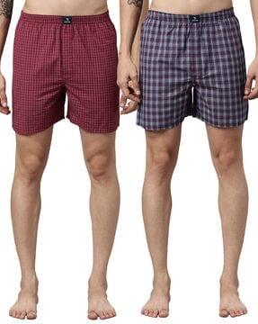 pack of 2 checked boxers with elasticated waistband