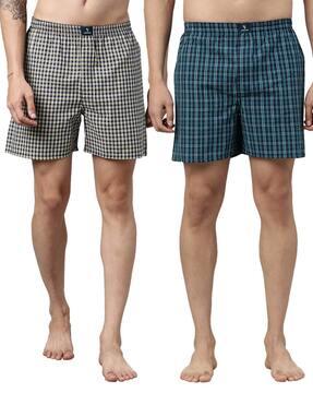 pack of 2 checked boxers with elasticated waistband