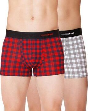 pack of 2 checked elasticated waist trunks