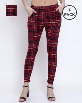 pack of 2 checked jeggings with insert pockets