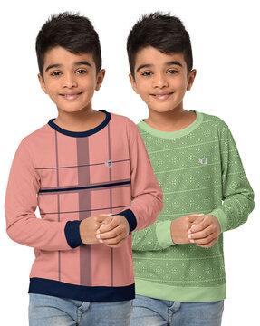 pack of 2 checked round-neck sweatshirt