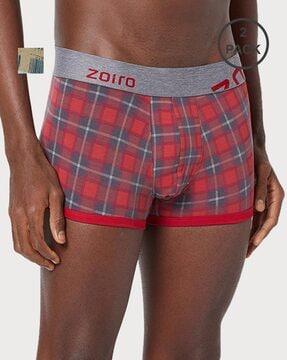 pack of 2 checked trunks with elasticated waist