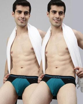 pack of 2 colorblock briefs with elasticated waist