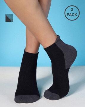 pack of 2 colourblock ankle-length socks