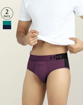 pack of 2 colourblock briefs with elasticated waist