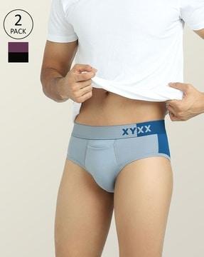 pack of 2 colourblock briefs with elasticated waist