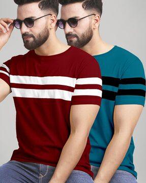 pack of 2 colourblock crew-neck t-shirts