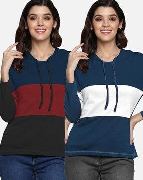 pack of 2 colourblock full sleeves t-shirt