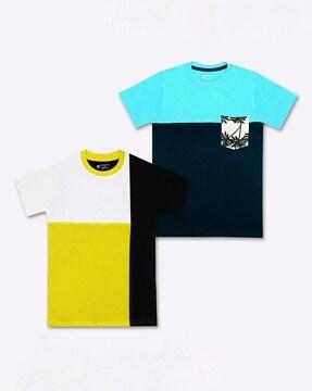 pack of 2 colourblock round-neck t-shirts