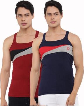 pack of 2 colourblock sleeveless vests