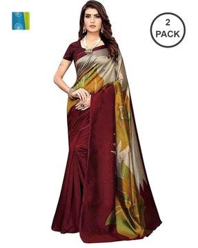 pack of 2 colourblock traditional sarees