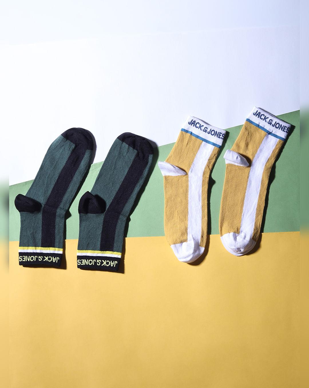 pack of 2 colourblocked ankle length socks