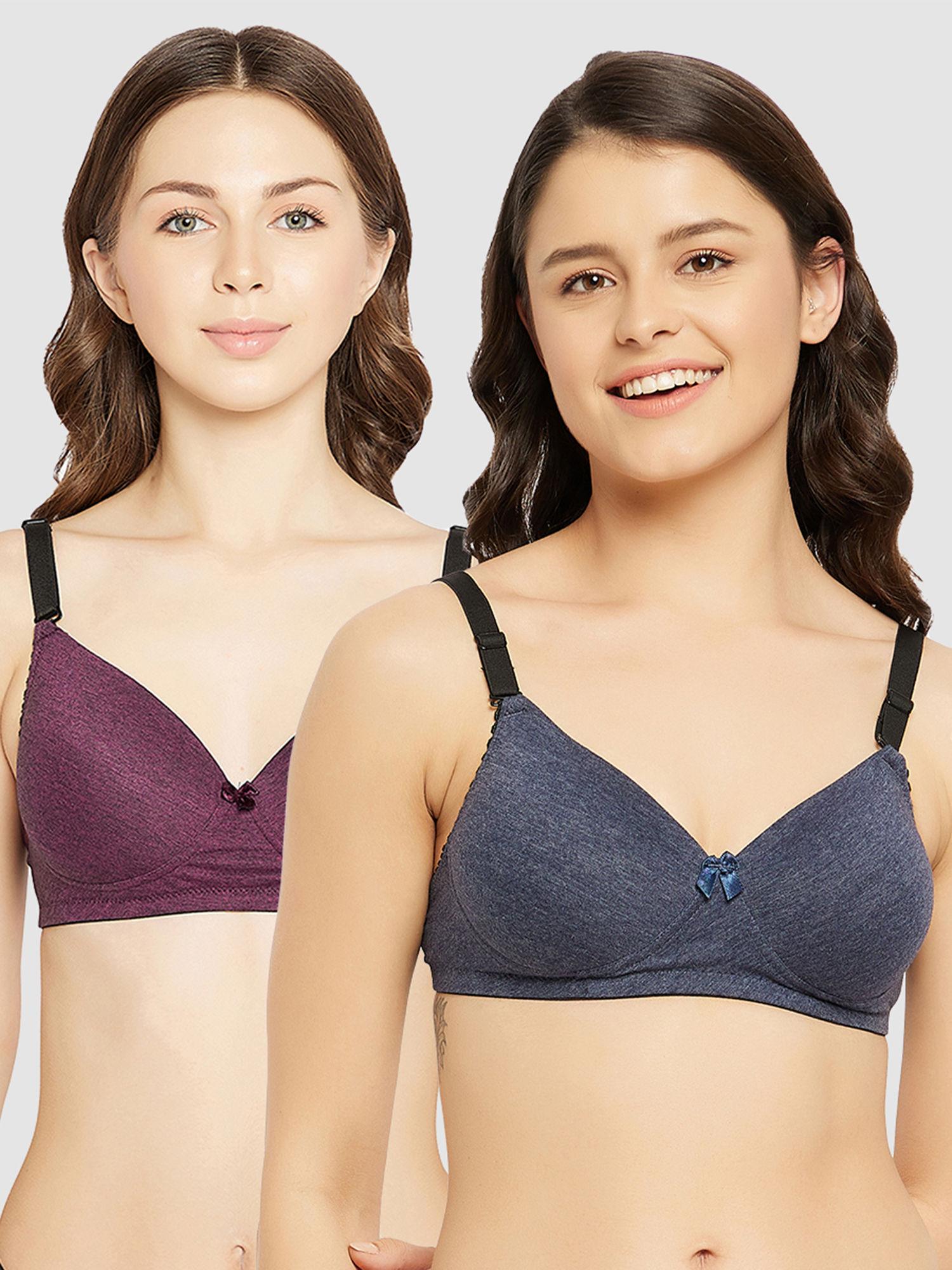 pack of 2 cotton level 1 push-up padded non-wired multiway t-shirt bra - multi-color