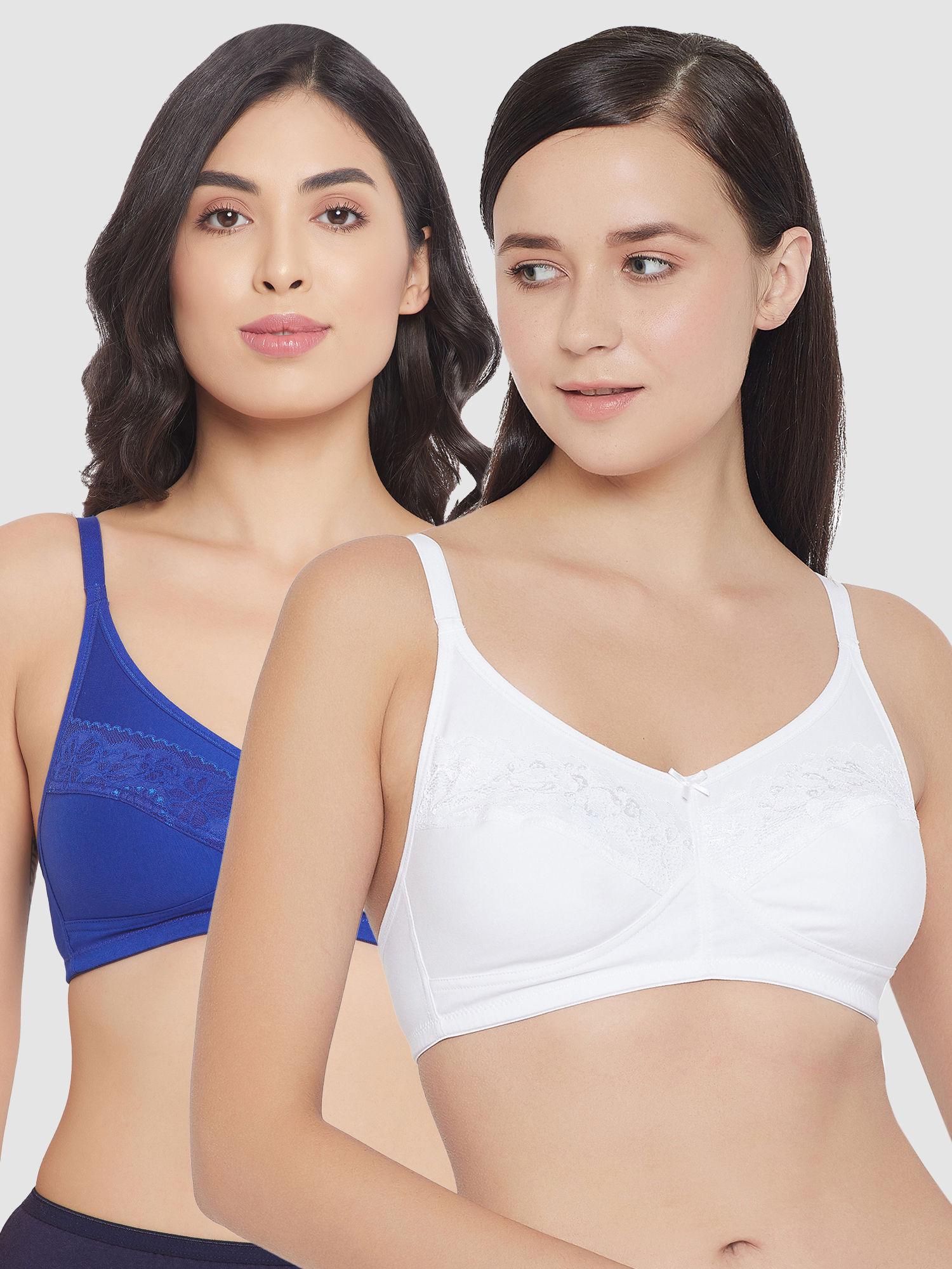 pack of 2 cotton non-padded non-wired full cup bra - multi-color