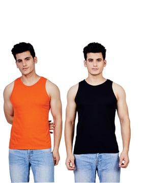 pack of 2 cotton sleeveless vests