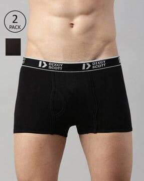 pack of 2 cotton trunks with brand waistband