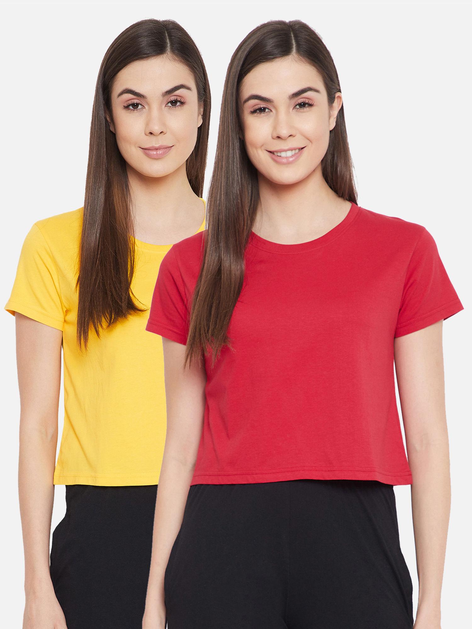 pack of 2 crepe assorted color lounge t-shirt - multi-color