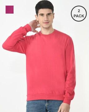 pack of 2 crew-neck solid sweatshirt