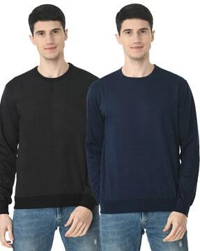 pack of 2 crew-neck solid sweatshirt