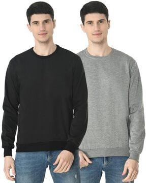 pack of 2 crew-neck solid sweatshirt
