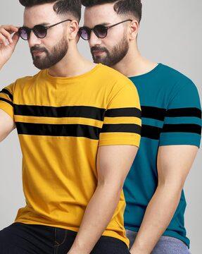 pack of 2 crew-neck t-shirts with contrast panel