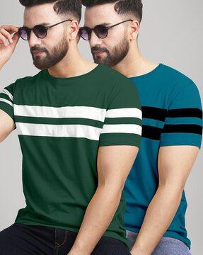 pack of 2 crew-neck t-shirts with contrast panel