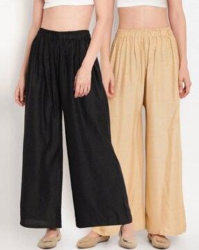 pack of 2 elasticated waistband palazzos