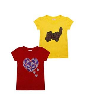 pack of 2 embellished round-neck t-shirts