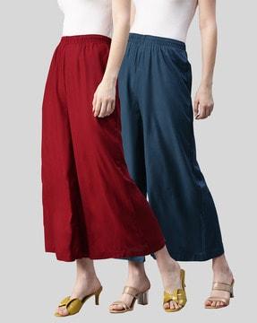 pack of 2 flared flat-front pants with insert pockets