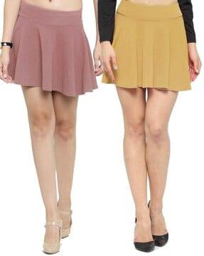 pack of 2 flared mini skirt with elasticated waist