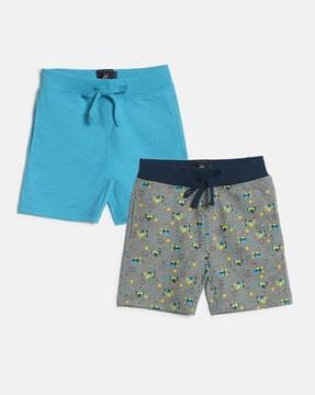 pack of 2 flat-front bermudas shorts with drawstring waist