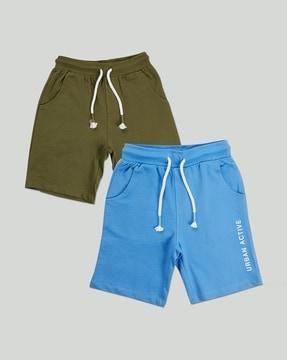 pack of 2 flat-front bermudas with drawstring waist