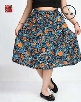 pack of 2 floral print a-line skirt