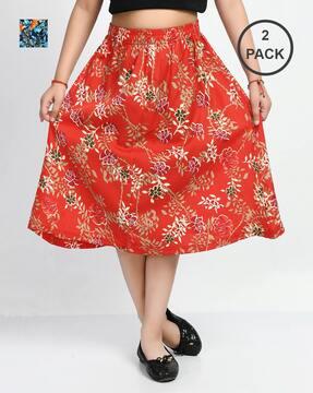 pack of 2 floral print a-line skirt