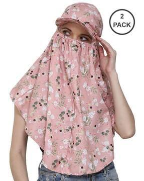 pack of 2 floral print cap scarfs