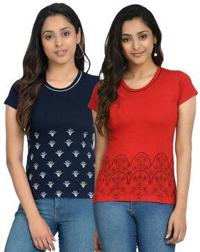 pack of 2 floral print crew-neck t-shirts