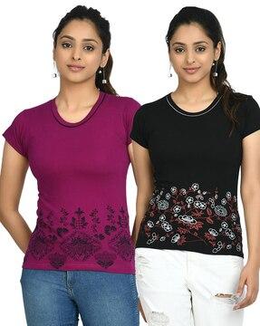 pack of 2 floral print crew-neck t-shirts