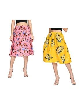 pack of 2 floral print flared skirt