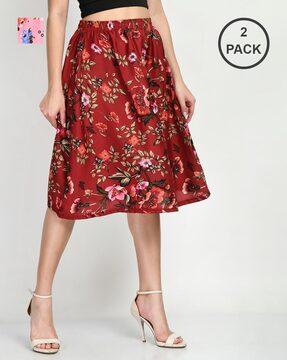 pack of 2 floral print flared skirt