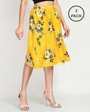 pack of 2 floral print flared skirt