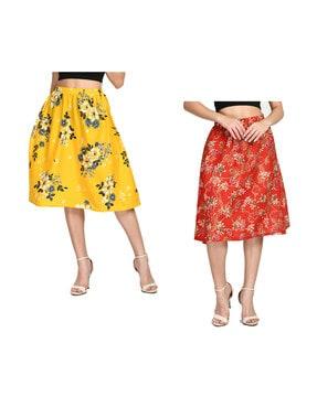 pack of 2 floral print flared skirt