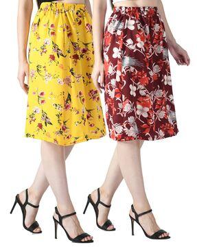 pack of 2 floral print flared skirts with elasticated waist