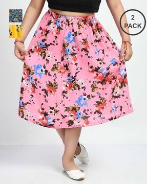 pack of 2 floral print flared skirts