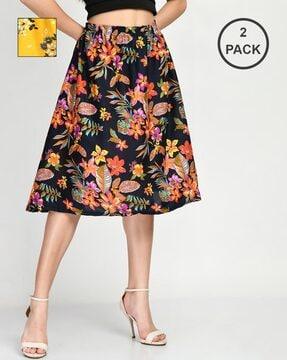 pack of 2 floral print flared skirts