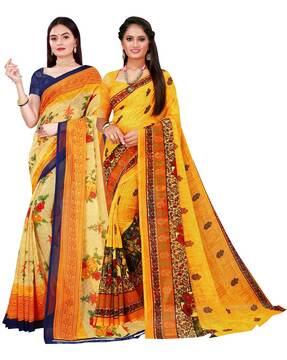 pack of 2 floral print georgette sarees