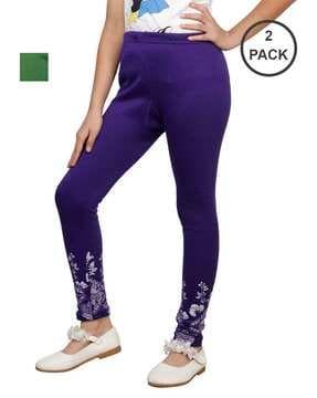 pack of 2 floral print leggings with elasticated waistband