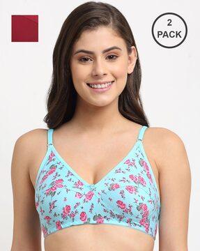 pack of 2 floral print non-padded bra