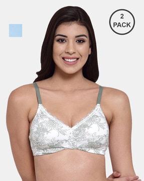 pack of 2 floral print non-wired t-shirt bras