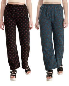 pack of 2 floral print relaxed fit palazzos